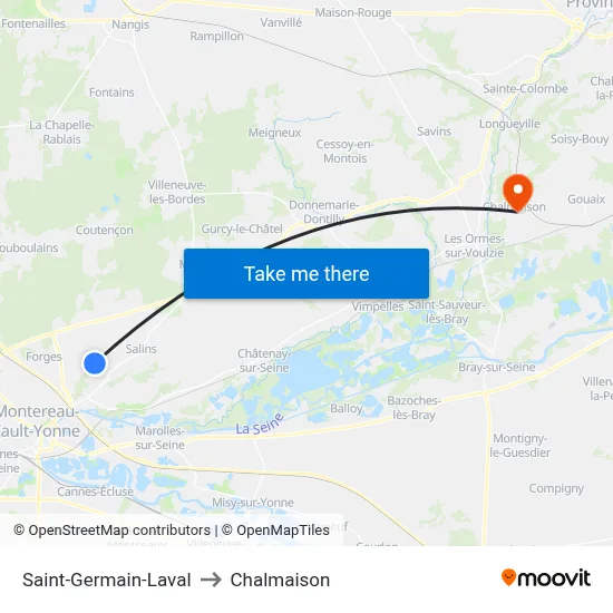 Saint-Germain-Laval to Chalmaison map