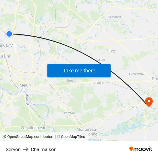 Servon to Chalmaison map