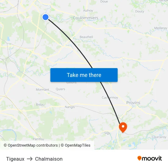 Tigeaux to Chalmaison map