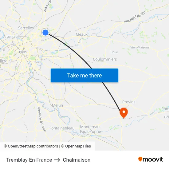 Tremblay-En-France to Chalmaison map