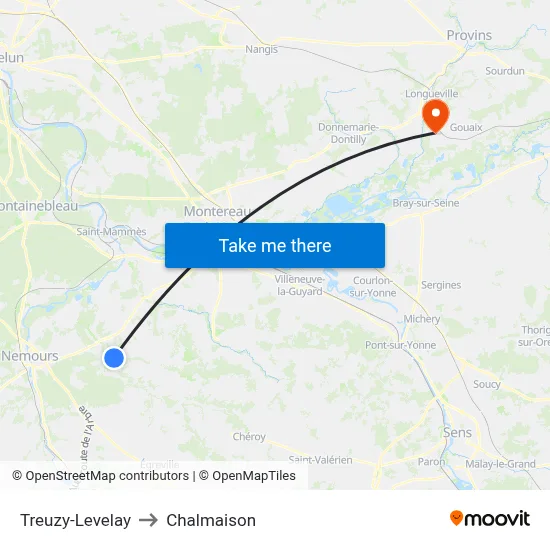 Treuzy-Levelay to Chalmaison map