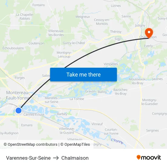 Varennes-Sur-Seine to Chalmaison map