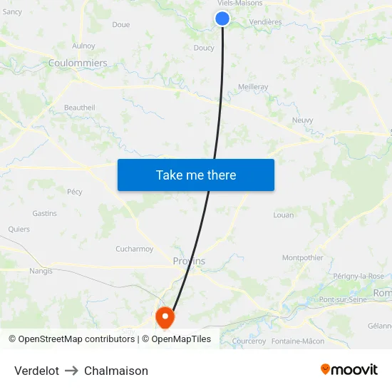 Verdelot to Chalmaison map