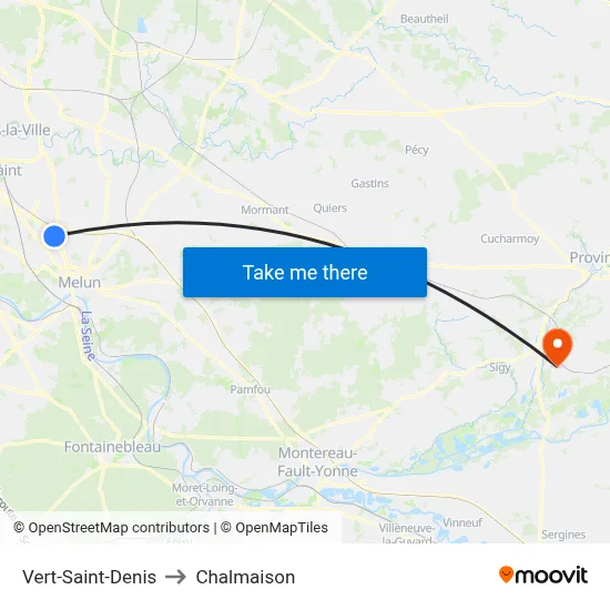 Vert-Saint-Denis to Chalmaison map