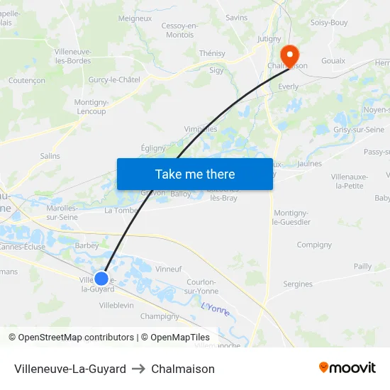 Villeneuve-La-Guyard to Chalmaison map