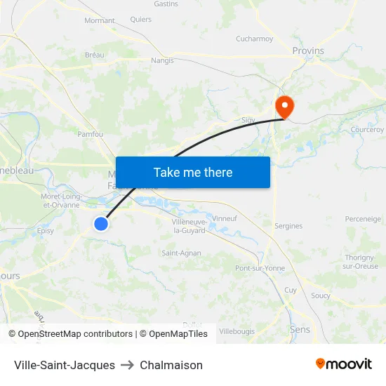Ville-Saint-Jacques to Chalmaison map