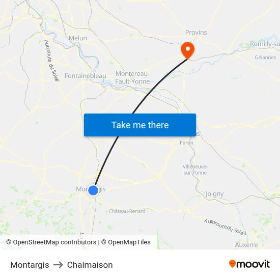 Montargis to Chalmaison map