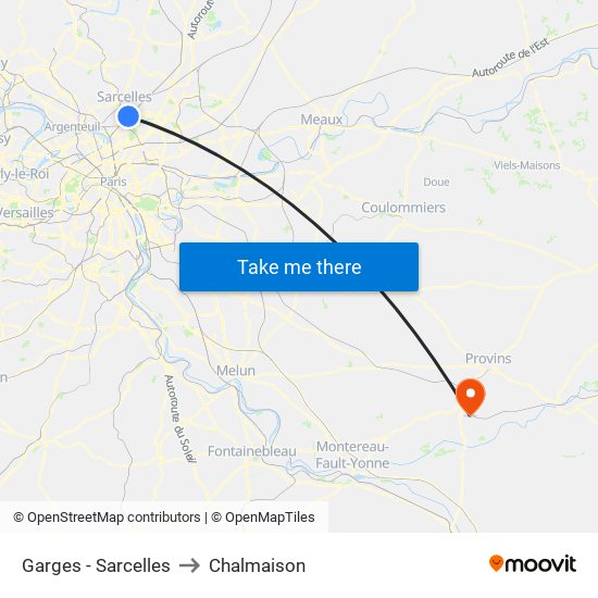 Garges - Sarcelles to Chalmaison map