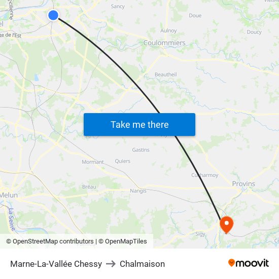 Marne-La-Vallée Chessy to Chalmaison map