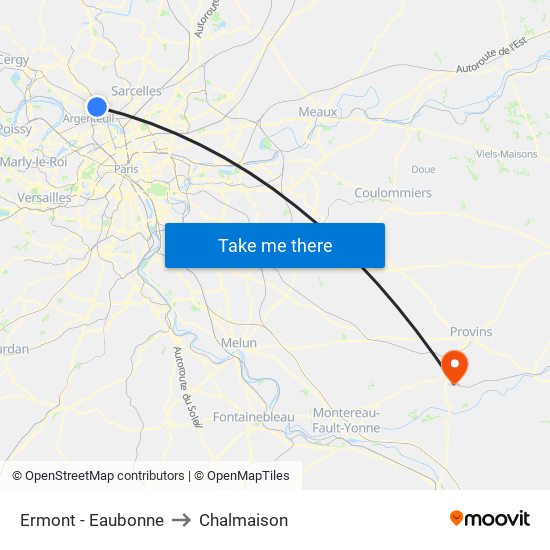 Ermont - Eaubonne to Chalmaison map