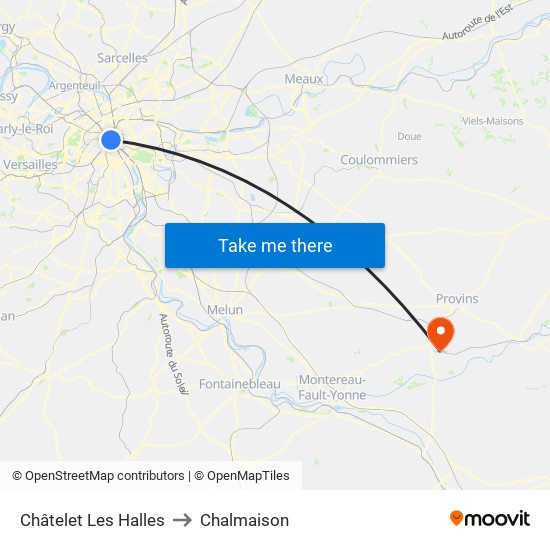 Châtelet Les Halles to Chalmaison map
