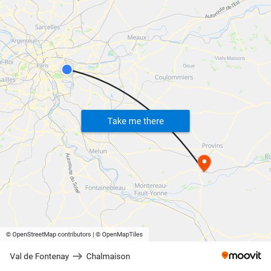 Val de Fontenay to Chalmaison map