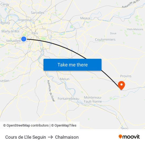 Cours de L'Ile Seguin to Chalmaison map