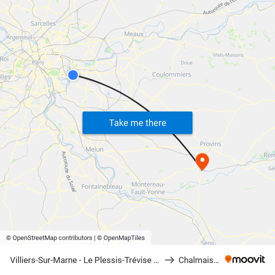 Villiers-Sur-Marne - Le Plessis-Trévise RER to Chalmaison map