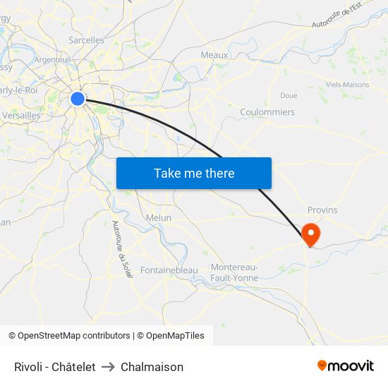 Rivoli - Châtelet to Chalmaison map