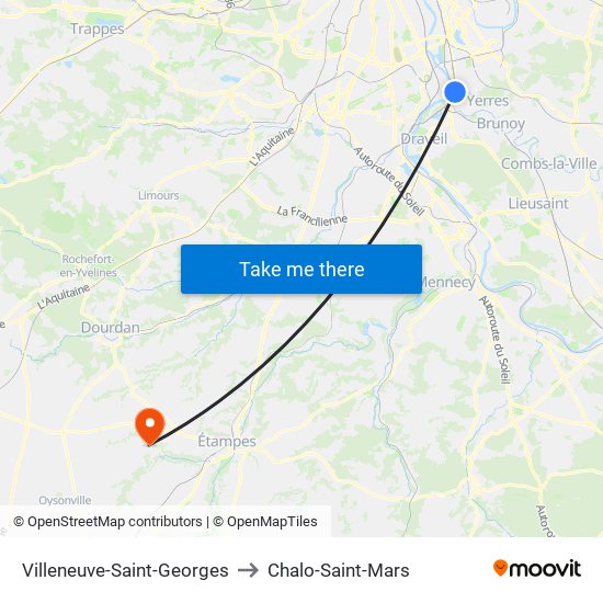 Villeneuve-Saint-Georges to Chalo-Saint-Mars map