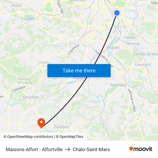 Maisons-Alfort - Alfortville to Chalo-Saint-Mars map