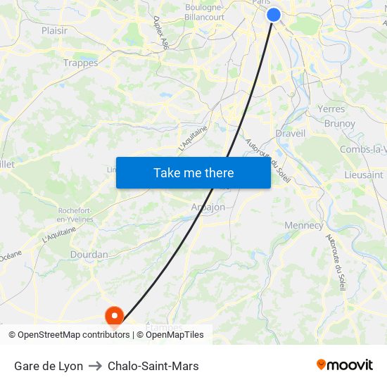 Gare de Lyon to Chalo-Saint-Mars map
