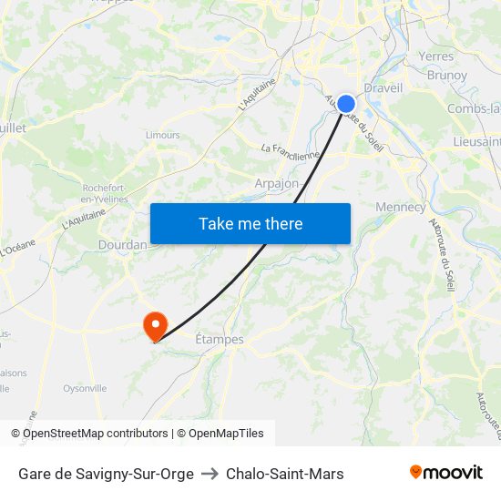 Gare de Savigny-Sur-Orge to Chalo-Saint-Mars map