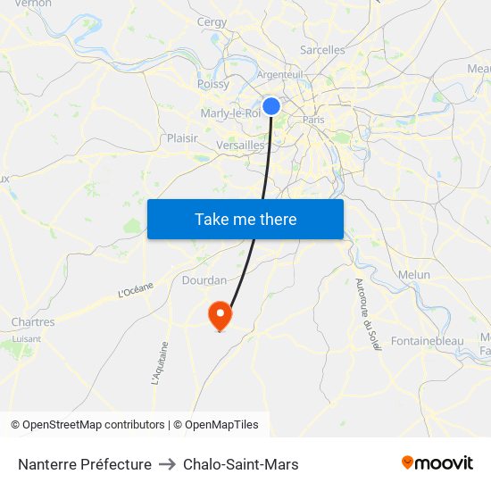 Nanterre Préfecture to Chalo-Saint-Mars map