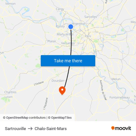 Sartrouville to Chalo-Saint-Mars map