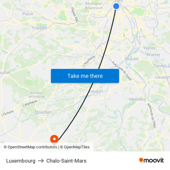 Luxembourg to Chalo-Saint-Mars map