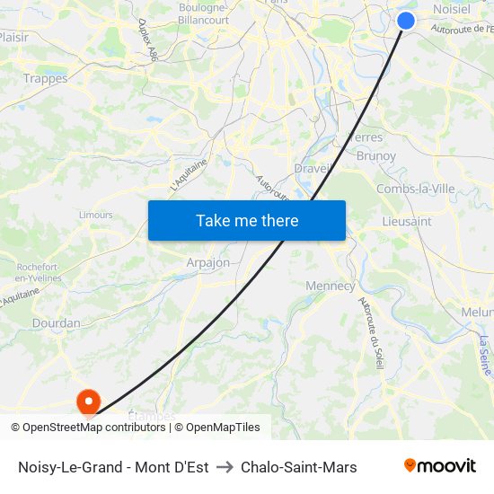 Noisy-Le-Grand - Mont D'Est to Chalo-Saint-Mars map