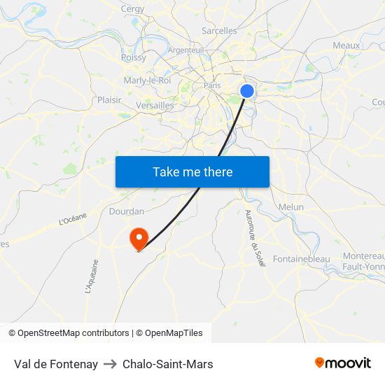 Val de Fontenay to Chalo-Saint-Mars map