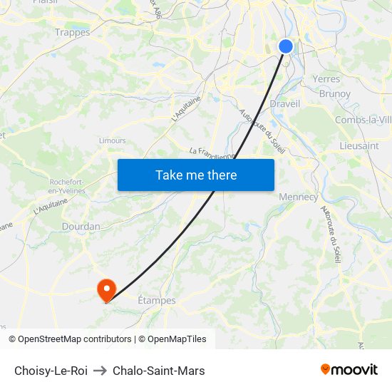 Choisy-Le-Roi to Chalo-Saint-Mars map