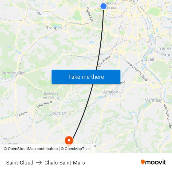 Saint-Cloud to Chalo-Saint-Mars map