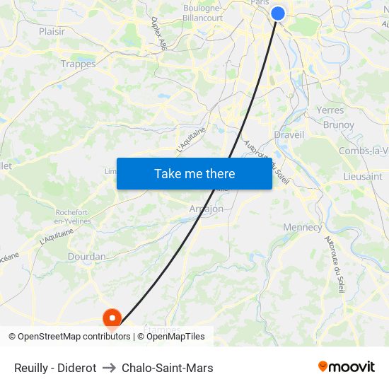 Reuilly - Diderot to Chalo-Saint-Mars map