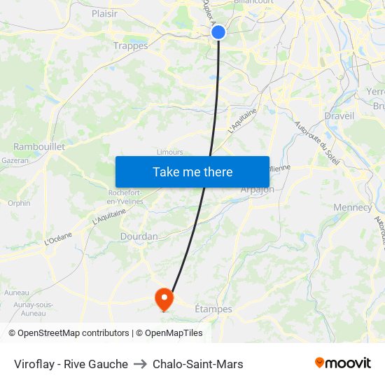 Viroflay - Rive Gauche to Chalo-Saint-Mars map