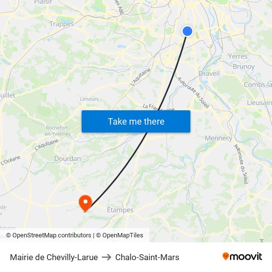 Mairie de Chevilly-Larue to Chalo-Saint-Mars map