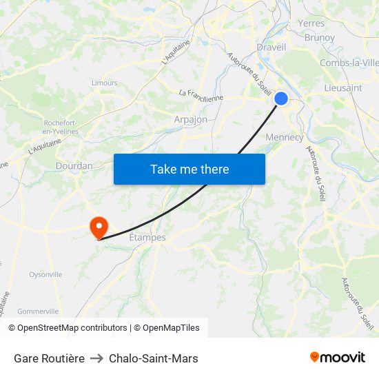 Gare Routière to Chalo-Saint-Mars map