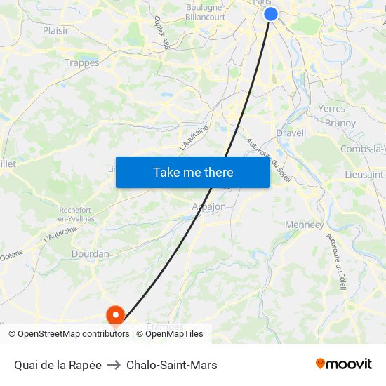 Quai de la Rapée to Chalo-Saint-Mars map