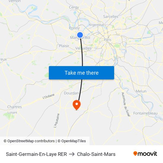 Saint-Germain-En-Laye RER to Chalo-Saint-Mars map