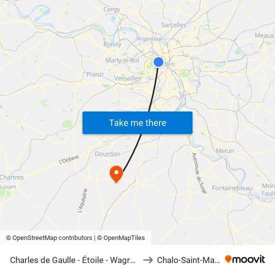 Charles de Gaulle - Étoile - Wagram to Chalo-Saint-Mars map