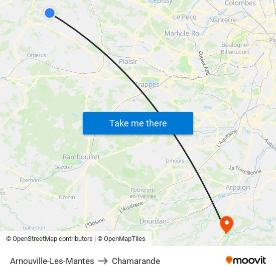 Arnouville-Les-Mantes to Chamarande map