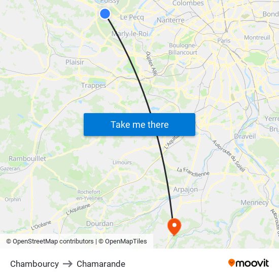 Chambourcy to Chamarande map