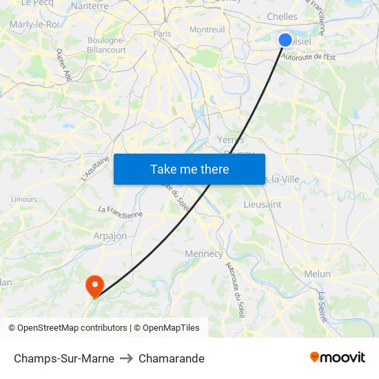 Champs-Sur-Marne to Chamarande map