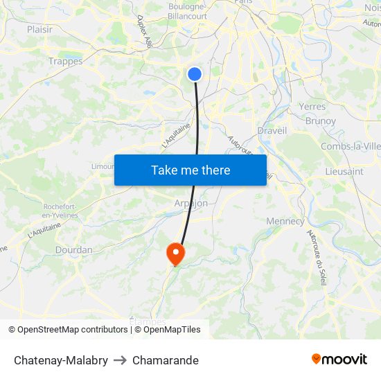 Chatenay-Malabry to Chamarande map