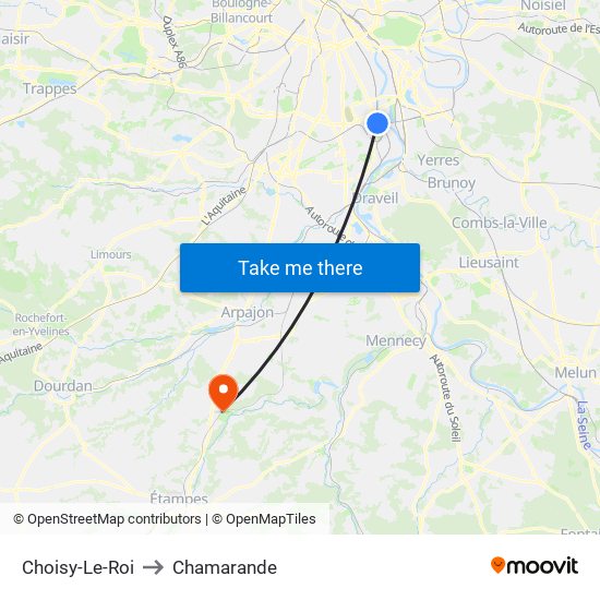 Choisy-Le-Roi to Chamarande map