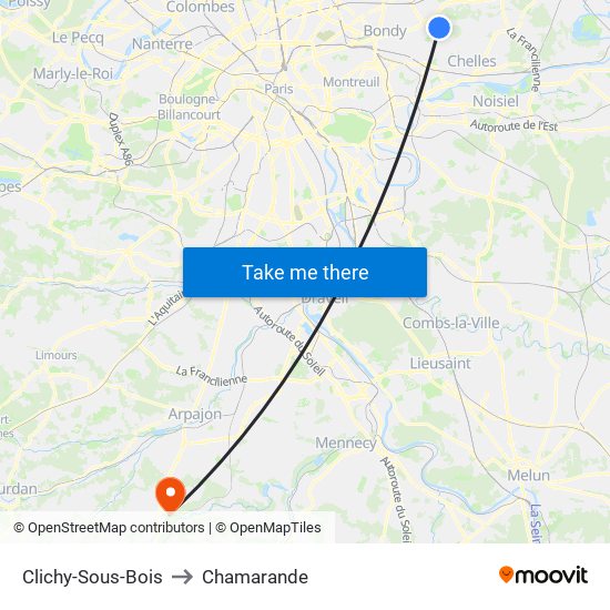 Clichy-Sous-Bois to Chamarande map