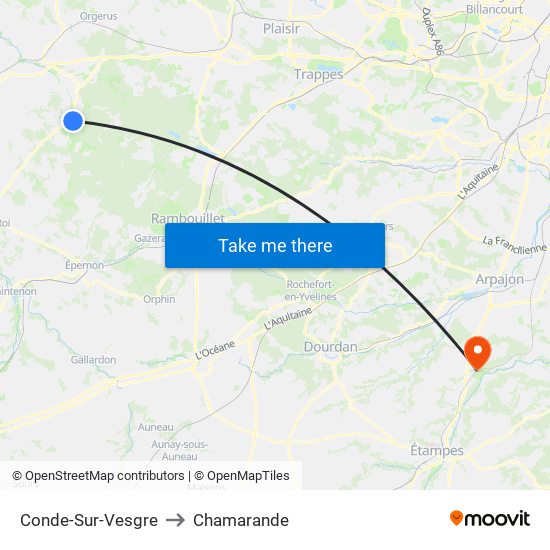 Conde-Sur-Vesgre to Chamarande map
