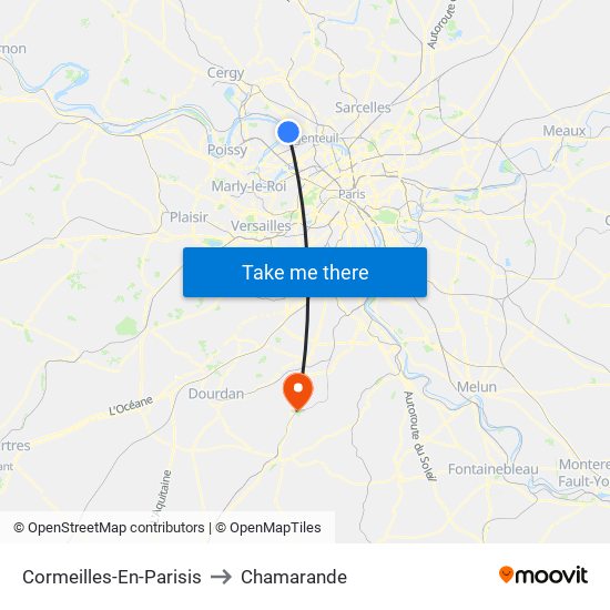 Cormeilles-En-Parisis to Chamarande map