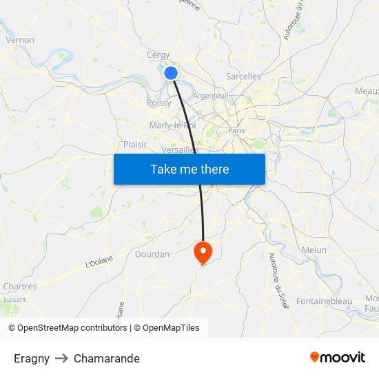 Eragny to Chamarande map