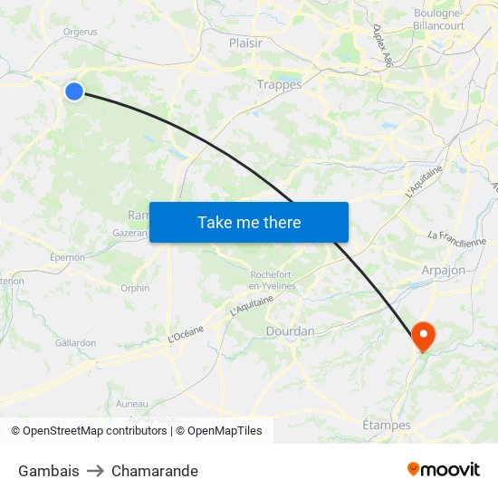 Gambais to Chamarande map