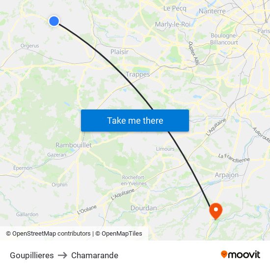 Goupillieres to Chamarande map