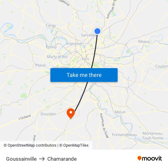 Goussainville to Chamarande map