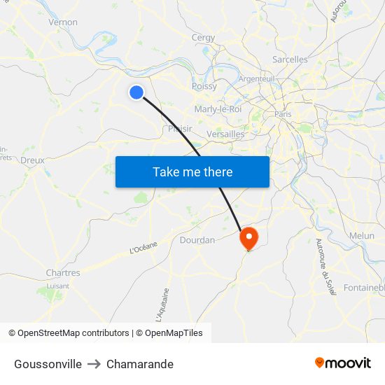 Goussonville to Chamarande map